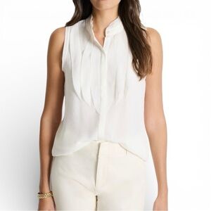 NIC+ZOE Falling Chiffon Woven Tank - Ivory XL